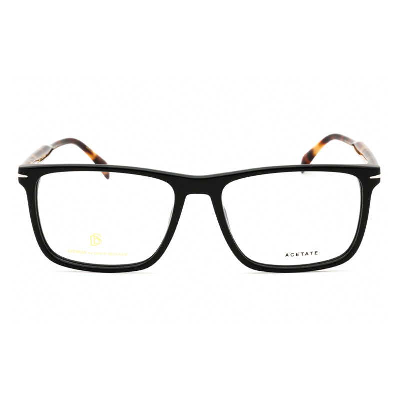 David Beckham Eyeglasses Square Full Rim, Black/Havana Frame and Clear Demo Lenses Lens DB11240WR700