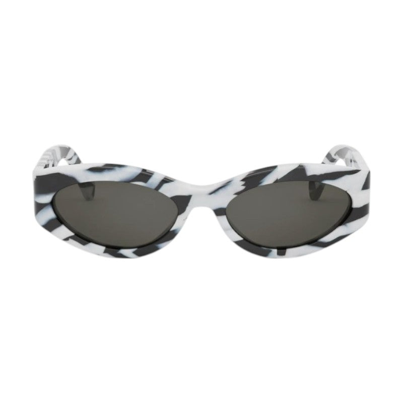 Celine Sunglasses Cat Eye Full Rim, Black and White Zebra Frame and Grey Lens CL40288I04A