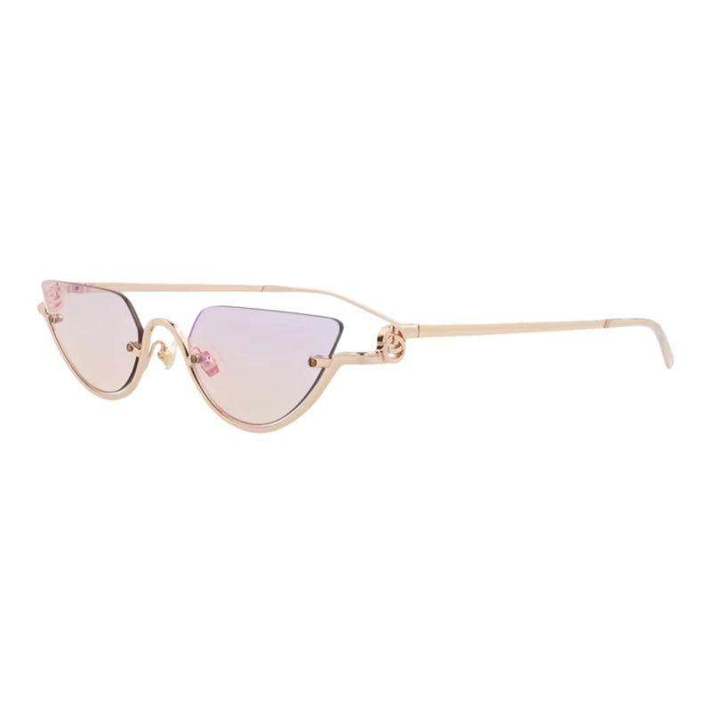 Gucci Sunglasses Cat Eye Semi Rim, Gold Frame and Light Purple Lens GG1603S005