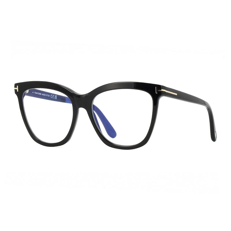 Tom Ford Eyeglasses Butterfly Full Rim, Shiny Black Frame and Clear/Blue Light Block Lenses Lens FT6042-B001