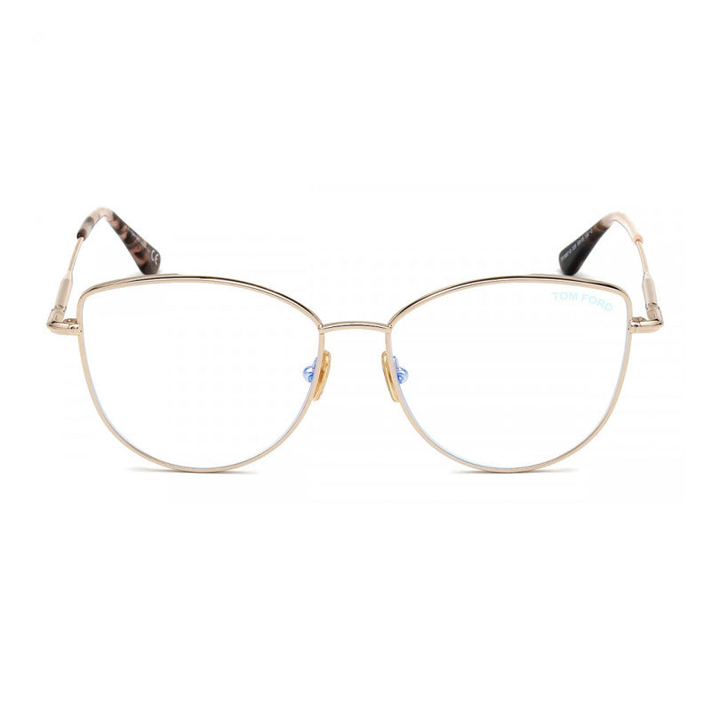 Tom Ford Eyeglasses Cat Eye Full Rim, Rose Gold Frame and Clear Blue Light Block Lens TF5667-B028