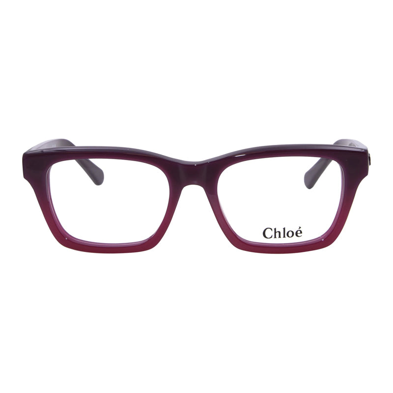 Chloe Eyeglasses Square Full Rim, Bordeaux Frame and Clear Demo Lenses Lens CH0242O007