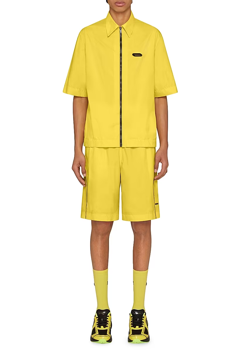 Givenchy Tk-Mx Nylon Shorts Yellow Bm518Q14Dg