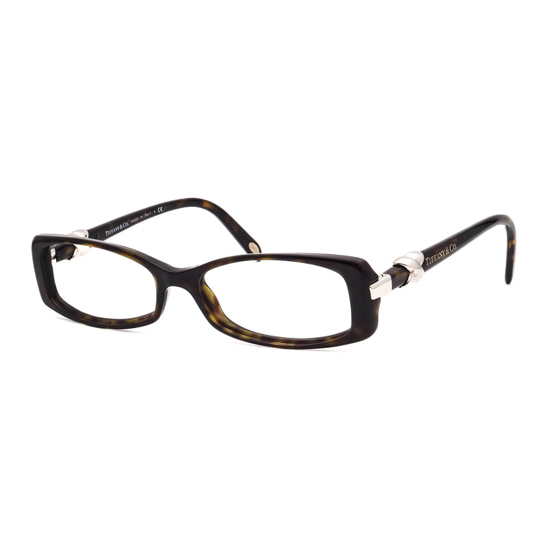 Tiffany & Co. Eyeglasses Rectangle Full Rim, Dark Havana Frame and Clear Demo Lenses Lens TF20168015