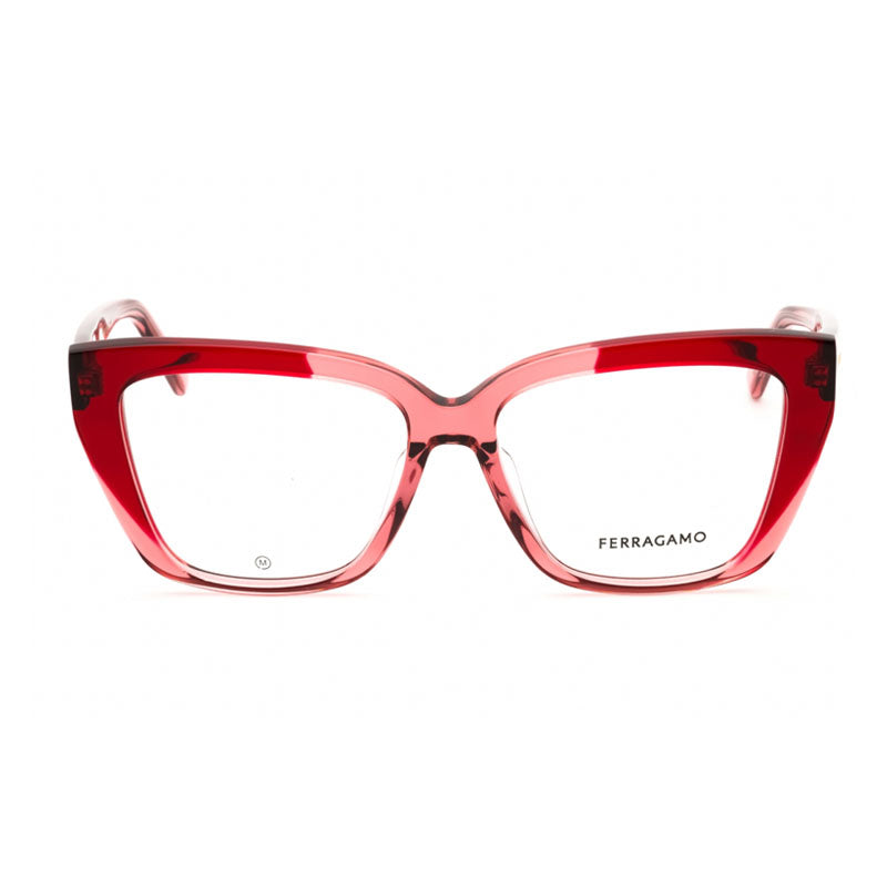 Ferragamo Salvatore Ferragamo Eyeglasses Cat Eye Full Rim, Transparent Burgundy/Antique Frame and Clear Demo Lenses Lens SF2939N617