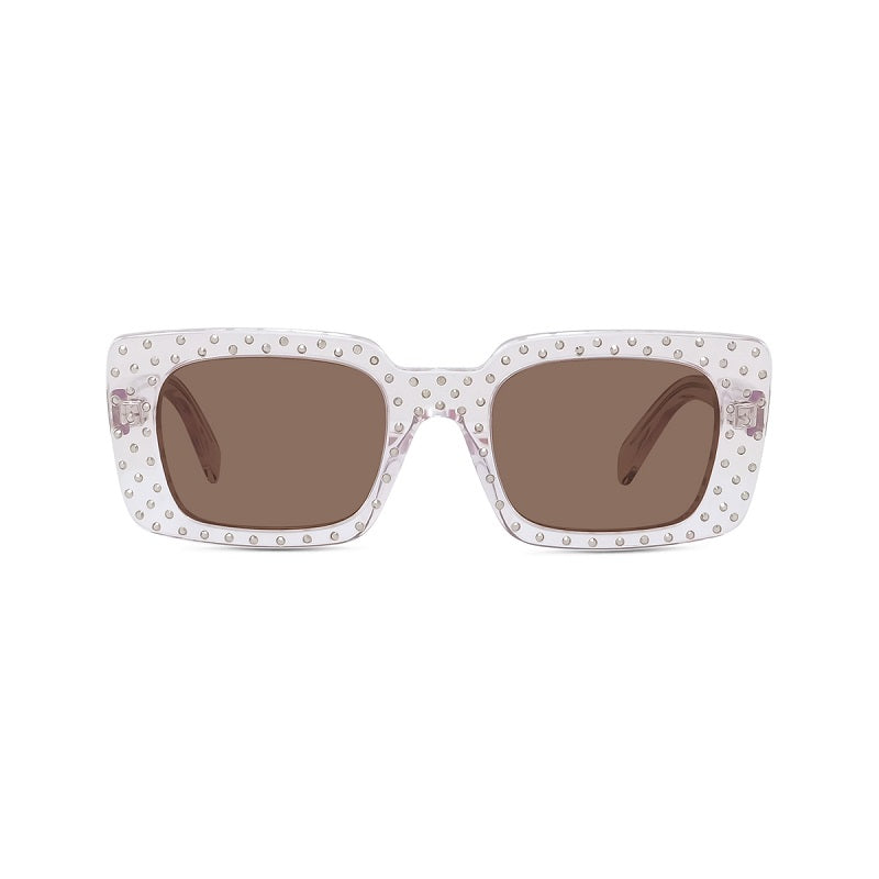 Celine Sunglasses Square Full Rim, Shiny Crystal Frame and Brown Lens CL4213IS27E