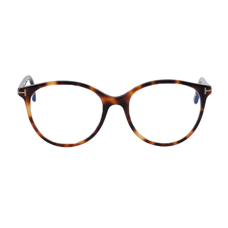 Tom Ford Eyeglasses Round Full Rim, Havana Frame and Clear Demo Lenses Lens FT5742-B053