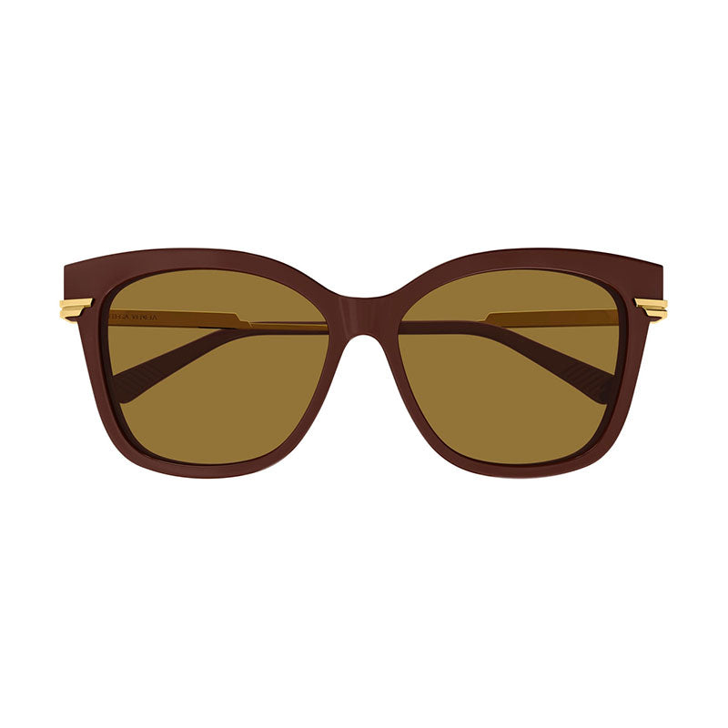Bottega Veneta Sunglasses Cat Eye Full Rim, Bordeaux/Gold Frame and Brown Lens BV1296SA004