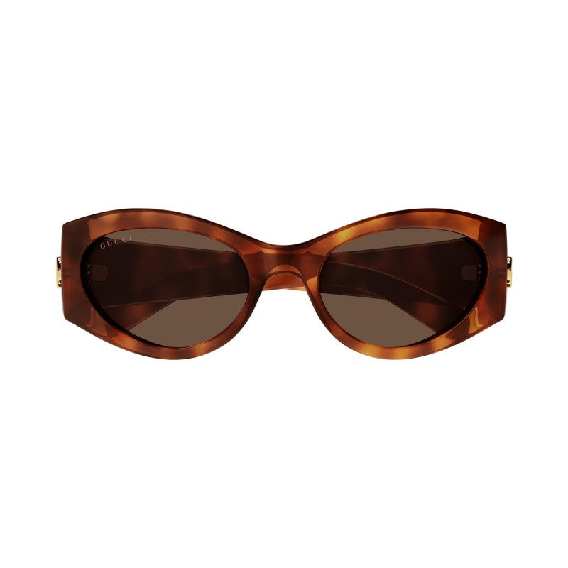Gucci Sunglasses Cat Eye Full Rim, Blonde Havana Frame and Dark Brown Lens GG1401S002