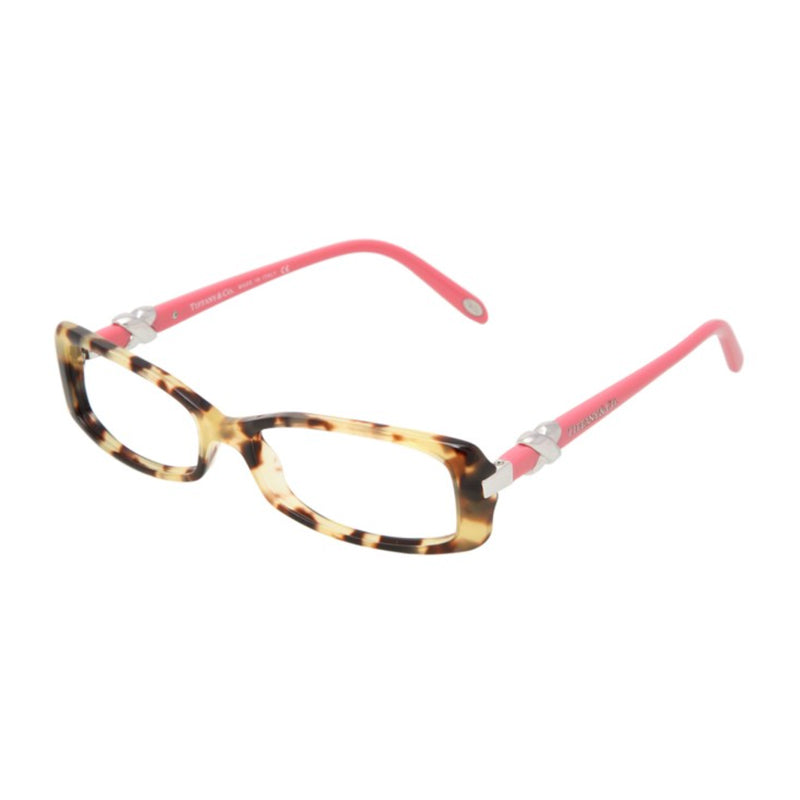 Tiffany & Co. Eyeglasses Rectangle Full Rim, Light Havana/Pink Frame and Clear Demo Lenses Lens TF20168064