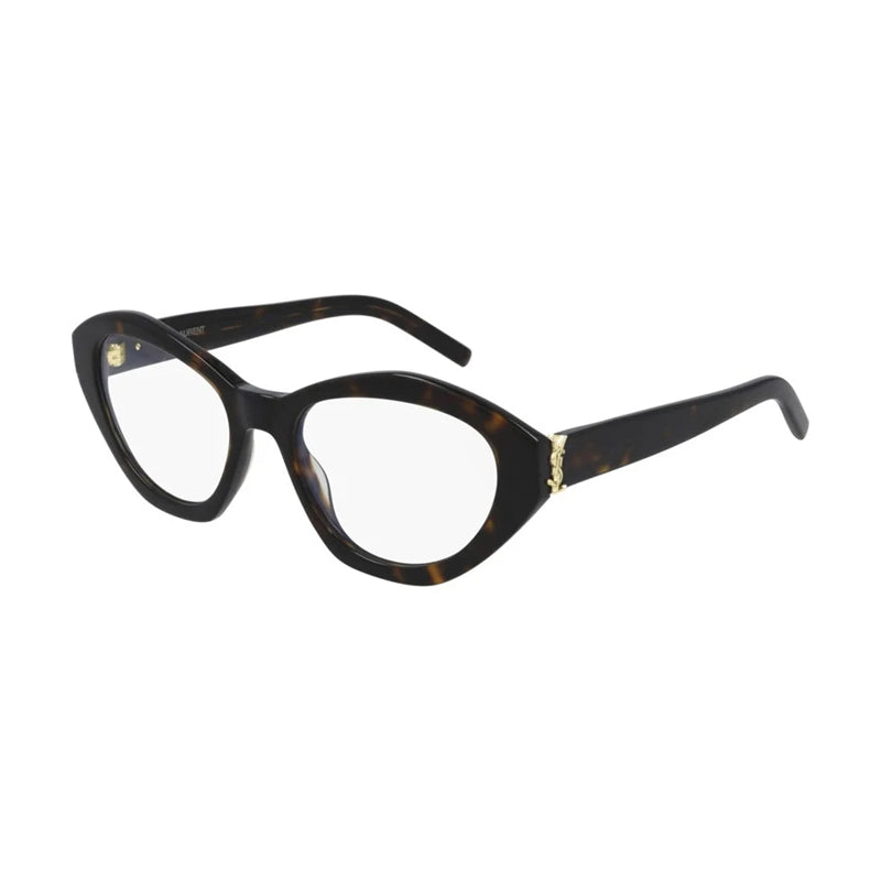 Saint Laurent Eyeglasses Cat Eye Full Rim, Havana Frame and Clear Demo Lenses Lens SLM60OPT002