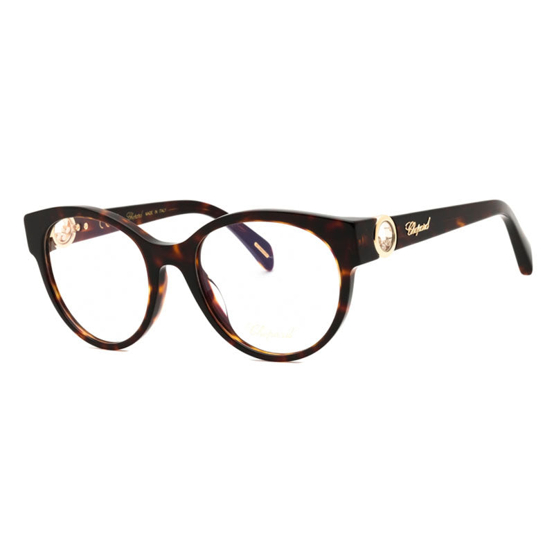 Chopard Eyeglasses Oval Full Rim, Shiny Havana Frame and Clear Demo Lenses Lens VCH350S0909