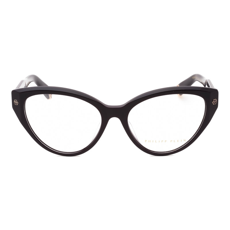 Philipp Plein Eyeglasses Cat Eye Full Rim, Shiny Purple Frame and Clear Demo Lenses Lens VPP052M09NU