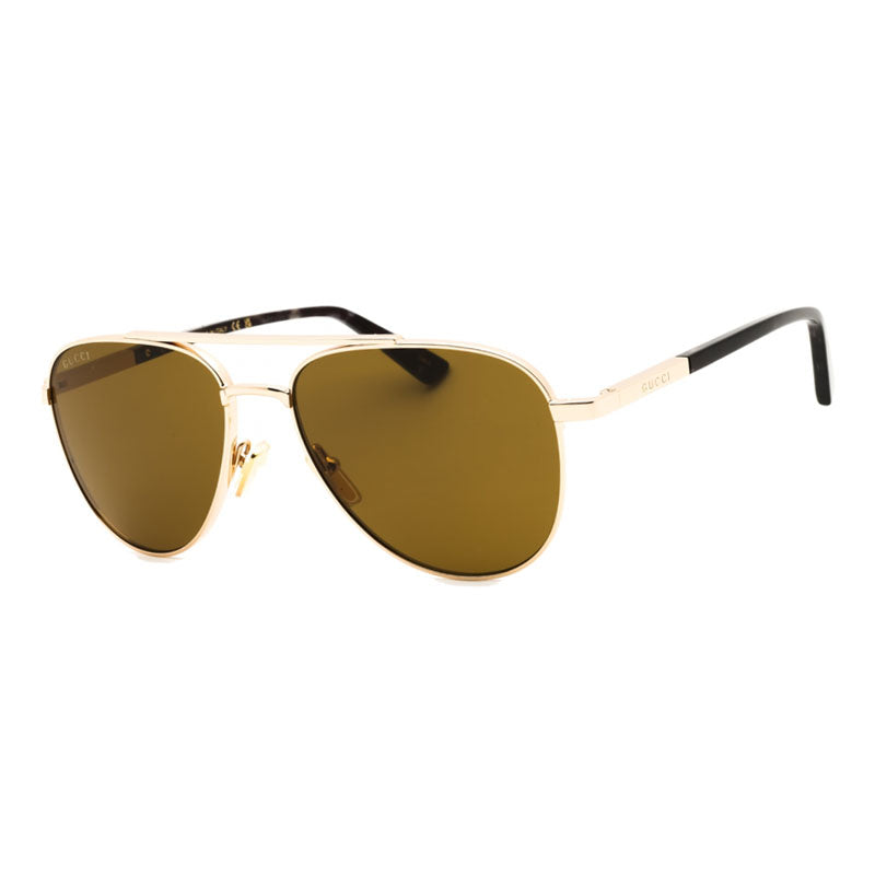 Gucci Sunglasses Aviator Full Rim, Gold/Havana Frame and Brown Lens GG1962S004
