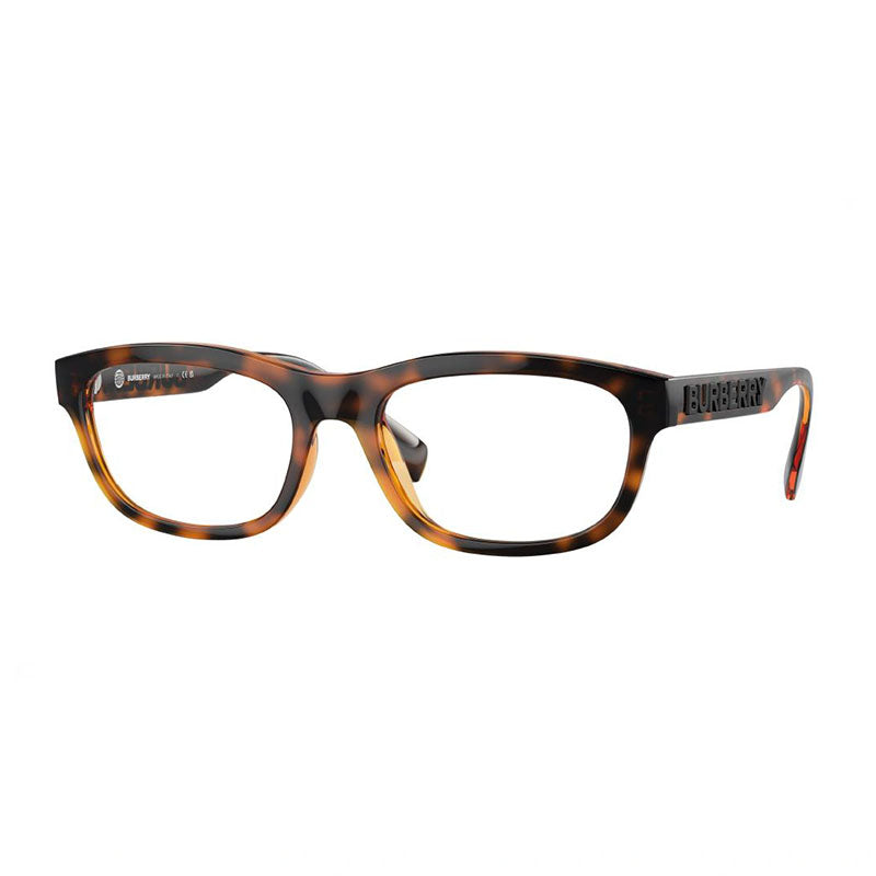 Burberry Eyeglasses Rectangle Full Rim, Dark Havana Frame and Clear Demo Lenses Lens BE2385U3002