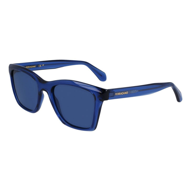 Ferragamo Salvatore Ferragamo Sunglasses Square Full Rim, Transparent Blue Frame and Blue Lens SF2001S432