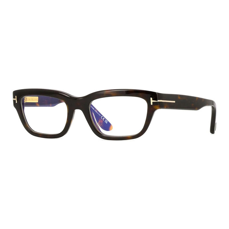Tom Ford Eyeglasses Round Full Rim, Dark Havana Frame and Clear/Blue-Light Block Lenses Lens FT6045-B052