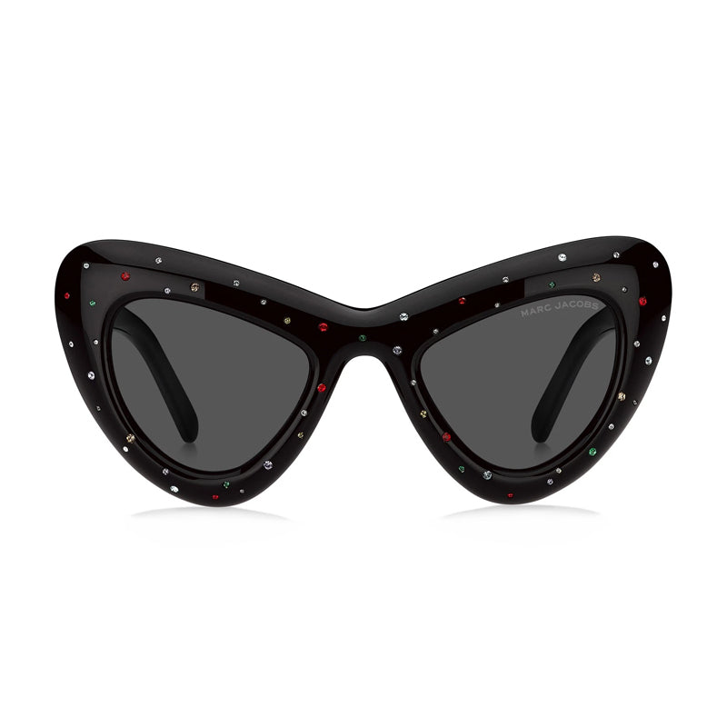 Marc Jacobs Sunglasses Cat Eye Full Rim, Black Crystals Frame and Grey Lens MARC798/SSTR0807IR