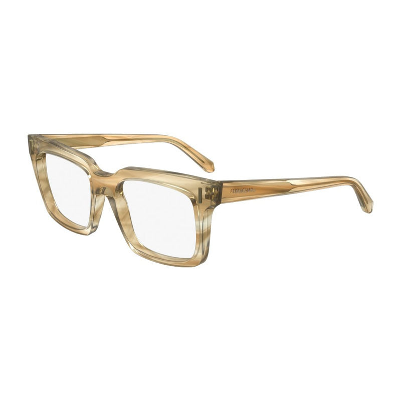 Ferragamo Salvatore Ferragamo Eyeglasses Square Full Rim, Striped Sand Frame and Clear Demo Lenses Lens SF2993279