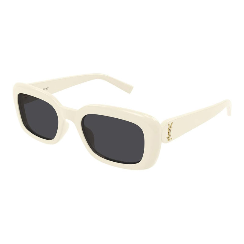 Saint Laurent Sunglasses Rectangle Full Rim, Ivory Frame and Black Lens SLM130007