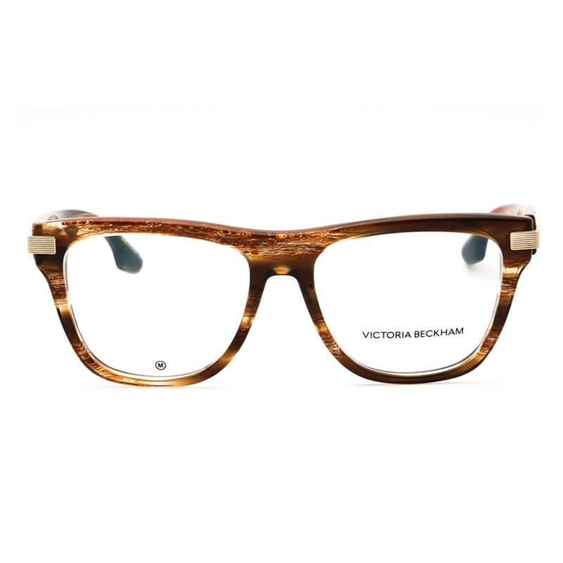 Victoria Beckham Eyeglasses Rectangle Full Rim, Light Brown Horn Frame and Clear Demo Lenses Lens VB2676228