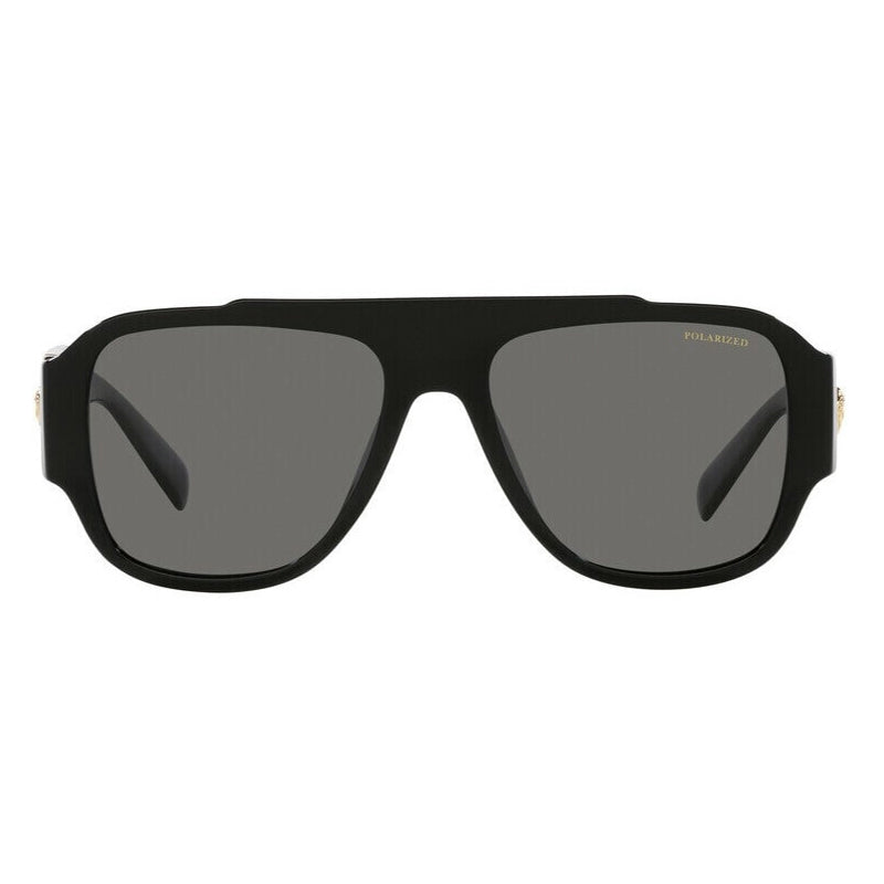 Versace Sunglasses Aviator Full Rim, Black Frame and Dark Grey Polarized Lens VE4436UGB1/81