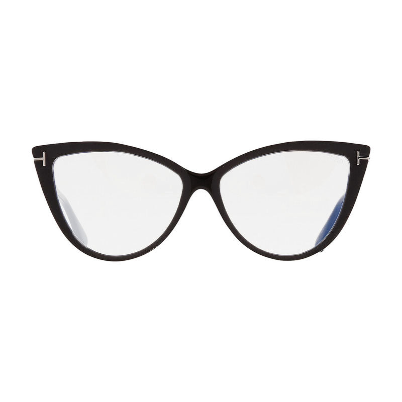 Tom Ford Eyeglasses Cat Eye Full Rim, Black Frame and Clear Blue Light Block Lens FT5843-B005