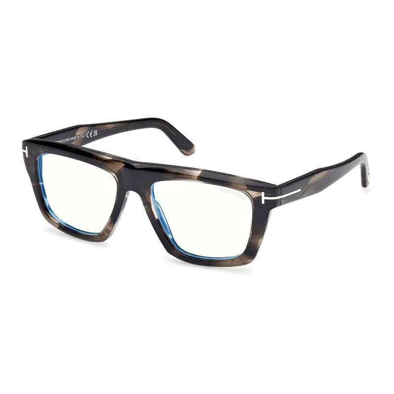 Tom Ford Eyeglasses Square Full Rim, Havana Frame and Clear/Blue-light Block Lenses Lens FT6059-B056