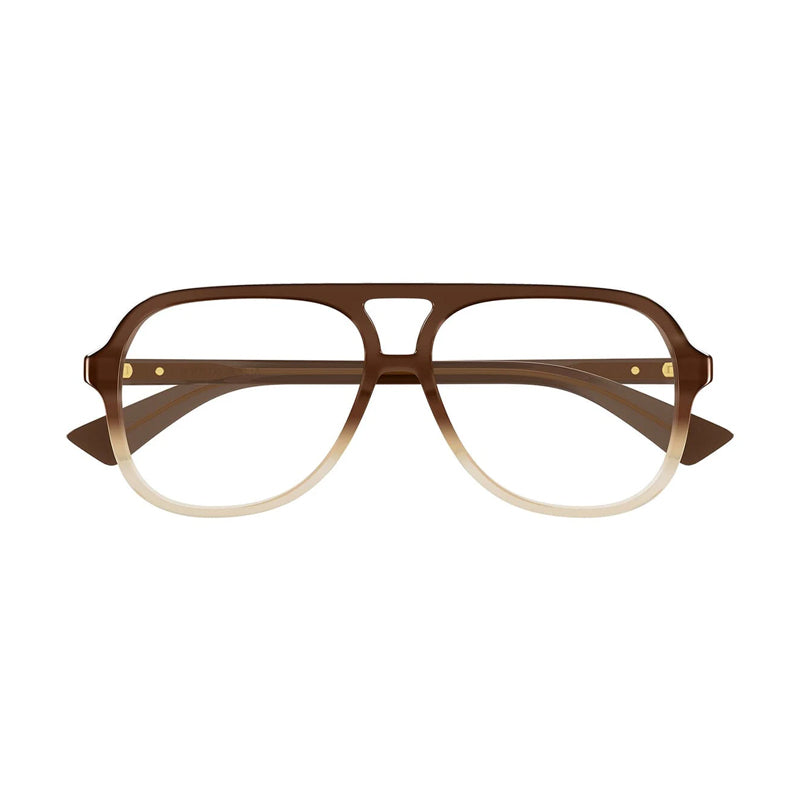 Bottega Veneta Eyeglasses Square Full Rim, Shiny Brown to Crystal Gradient Frame and Clear Demo Lens Lens BV1417O004