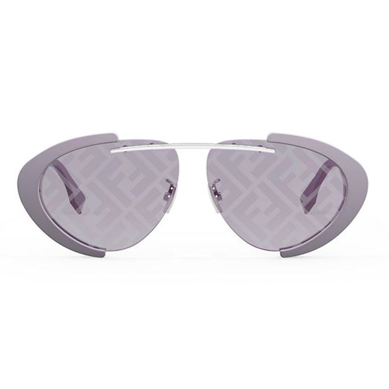 Fendi Sunglasses Geometric Semi Rim, Violet Frame and Liliac Mirror with FF Pattern Lens FE40042U81U