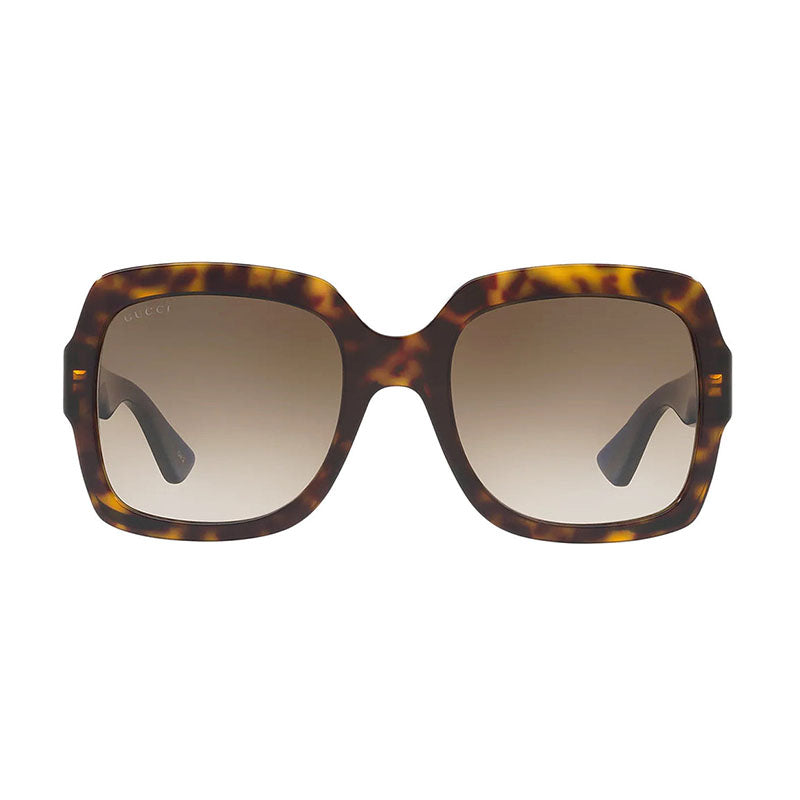 Gucci Sunglasses Square Full Rim, Havana/Blue Frame and Brown Gradient Lens GG0036SN004