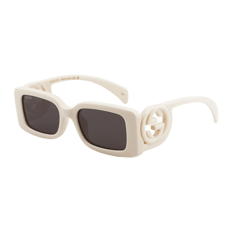 Gucci Sunglasses Square Full Rim, Ivory Frame and Grey Lens GG1325S002