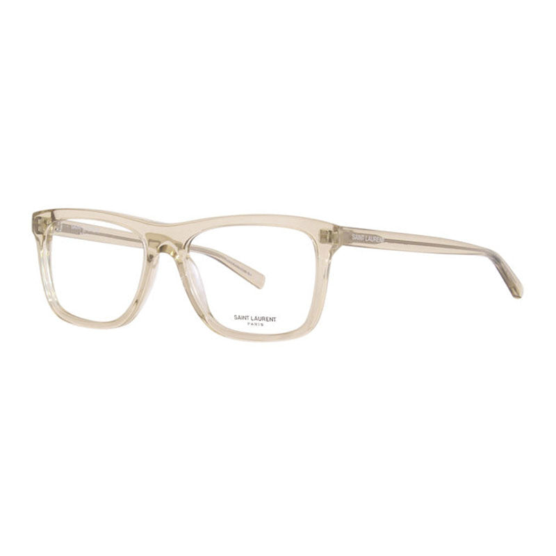 Saint Laurent Eyeglasses Square Full Rim, Transparent Yellow Frame and Clear Demo Lenses Lens SL481003