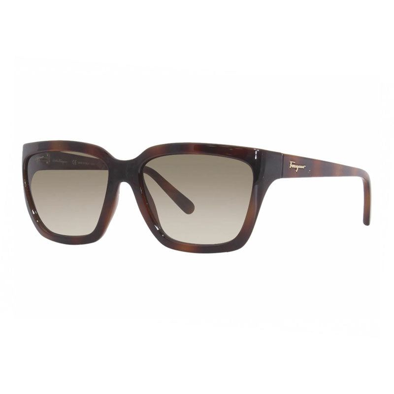 Ferragamo Salvatore Ferragamo Sunglasses Square Full Rim, Havana Frame and Green Brown Gradient Lens SF1018S214