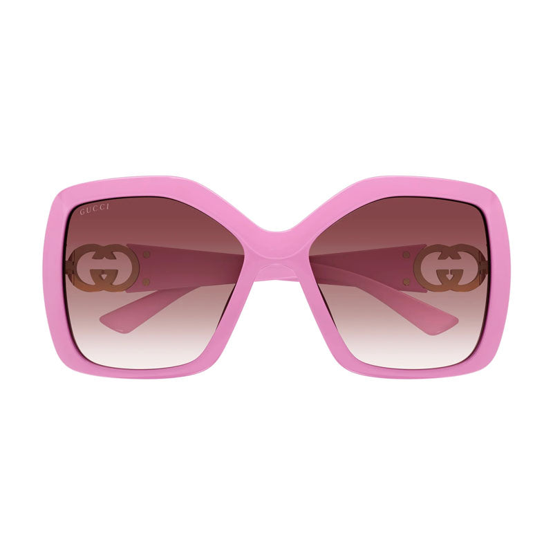 Gucci Sunglasses Square Full Rim, Pink Frame and Burgundy Gradient Lens GG2015S005