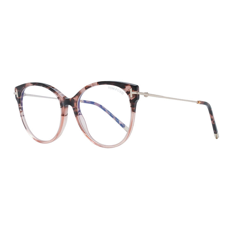 Tom Ford Eyeglasses Round Full Rim, Coloured Havana Frame and Clear Blue Light Block Lenses Lens FT5770-B055