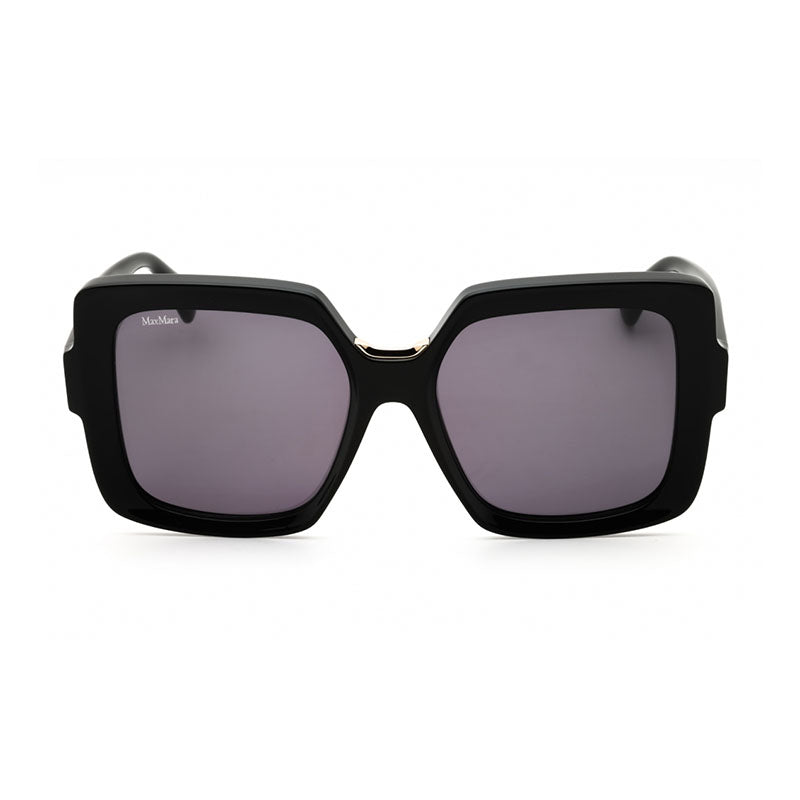 Max Mara Sunglasses Square Full Rim, Shiny Black Frame and Smoke Lens MM008801A