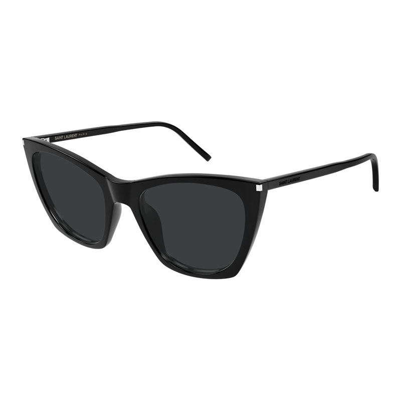 Saint Laurent Sunglasses Square Full Rim, Shiny Black Frame and Grey Lens SL214KATETHIN001