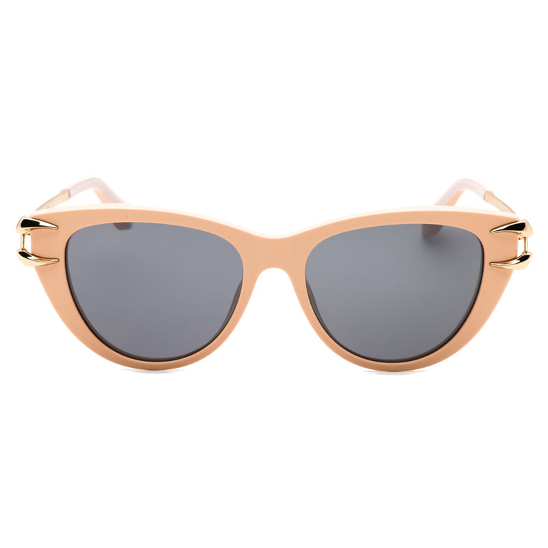 Roberto Cavalli Sunglasses Cat Eye Full Rim, Shiny Full Powder Beige/Gold Frame and Grey Lens SRC0319LHX