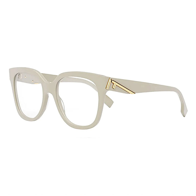 Fendi Eyeglasses Square Full Rim, Pale Silver Frame and Clear Demo Lenses Lens FE50064F025