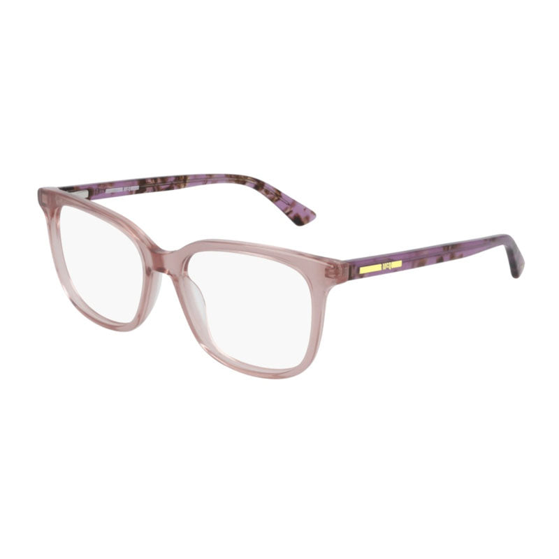 Mcqueen Sunglasses Square Full Rim, Transparent Pink Frame and Clear Demo Lens Lens MQ0276O003
