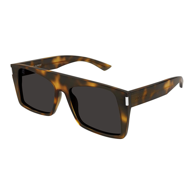 Saint Laurent Sunglasses Rectangle Full Rim, Shiny Medium Havana Frame and Black Lens SL651VITTI003