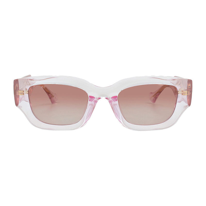 Gucci Sunglasses Square Full Rim, Transparent Light Pink Frame and Burgundy Gradient Lens GG1558SK003