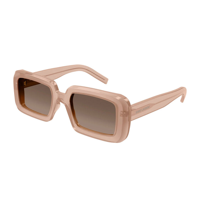 Saint Laurent Sunglasses Rectangle Full Rim, Shiny Orange Frame and Brown Gradient Lens SL534SUNRISE014