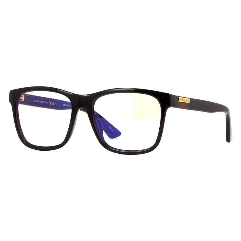 Gucci Sunglasses Rectangle Full Rim, Shiny Black Frame and Yellow Photocromatic Lens GG0746S005