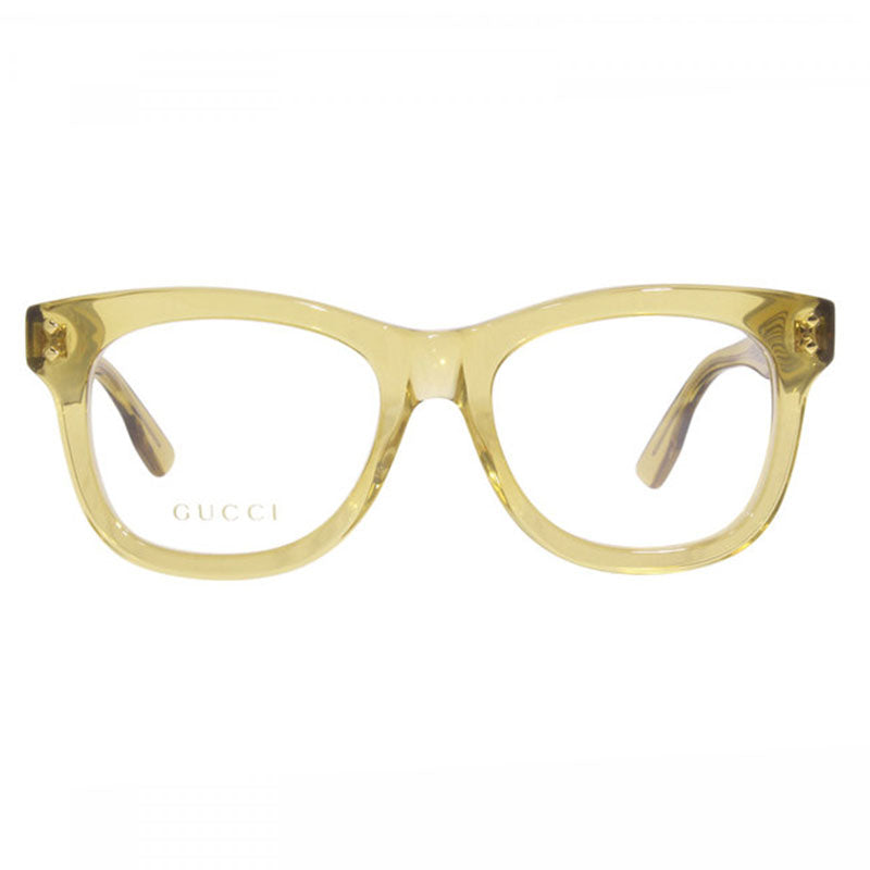 Gucci Eyeglasses Square Full Rim, Transparent Yellow Frame and Clear Demo Lenses Lens GG1086O006
