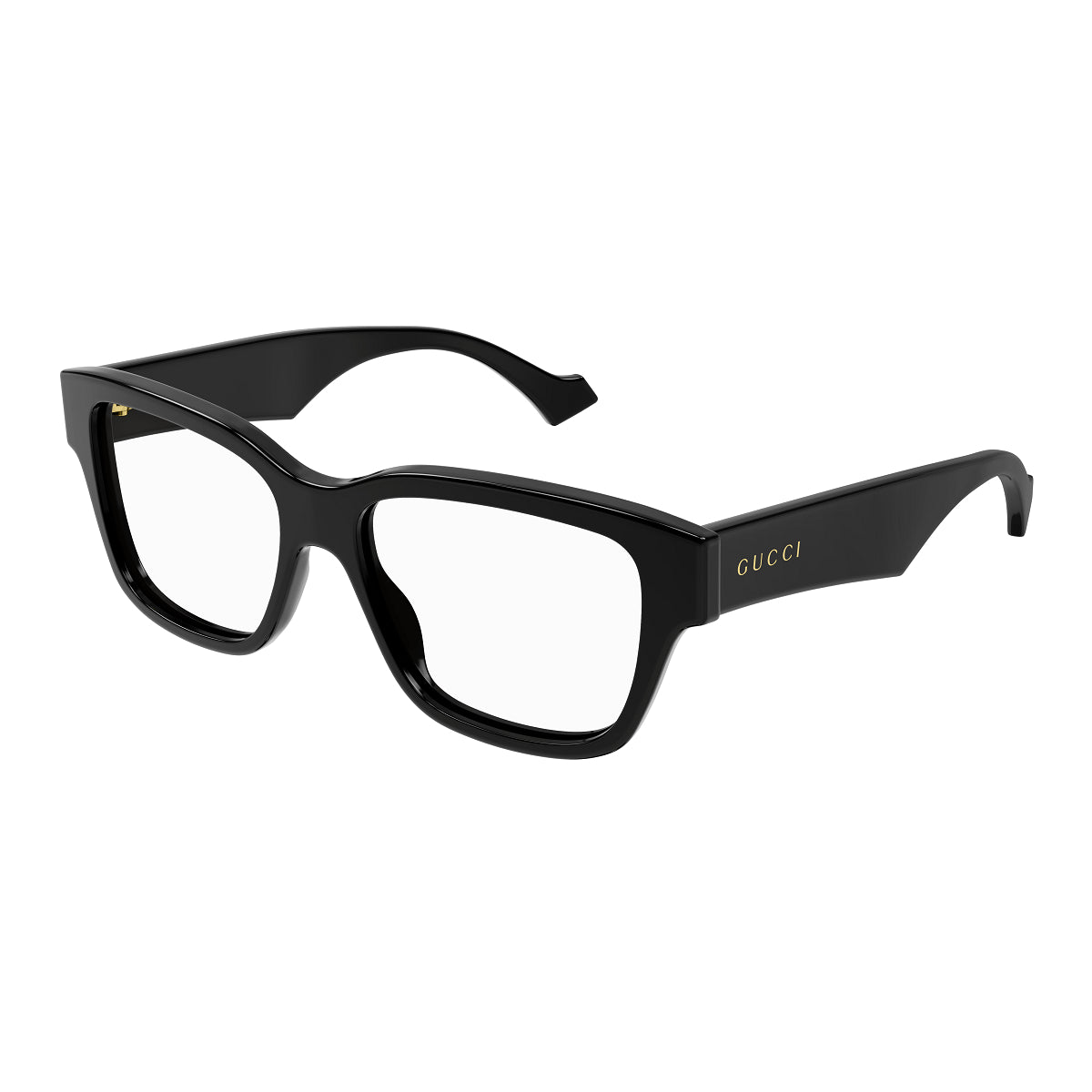 Gucci Eyeglasses Square Full Rim, Shiny Black Frame and Clear Demo Lenses Lens GG1428O001