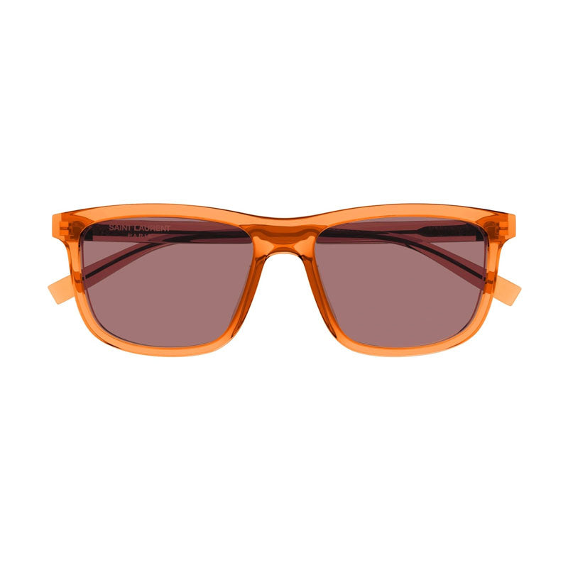 Saint Laurent Sunglasses Square Full Rim, Transparent Orange Frame and Red Lens SL501005