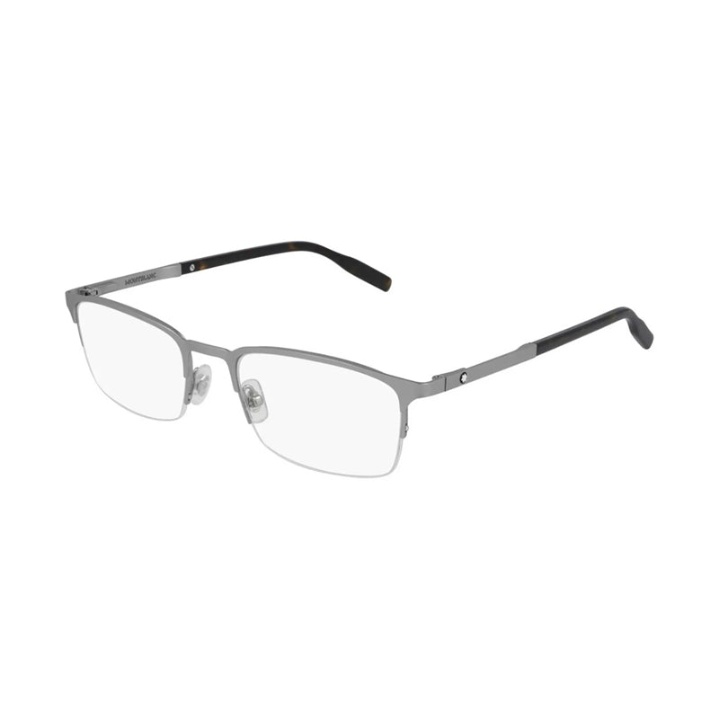 Montblanc Eyeglasses Rectangle Semi Rim, Silver Frame and Clear Demo Lens Lens MB0117O002