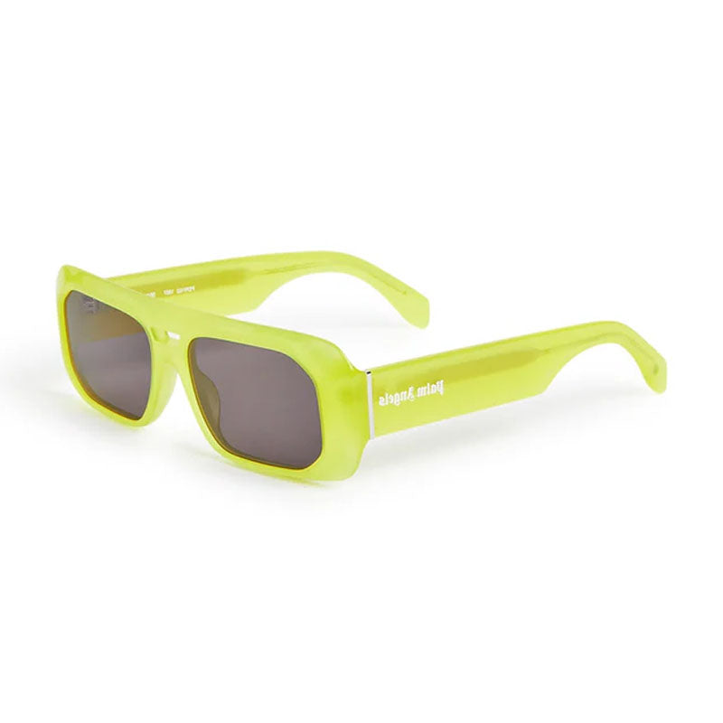 Palm Angels Sunglasses Rectangle Full Rim, Yellow Frame and Dark Grey Lens PERI102WILLOW1807